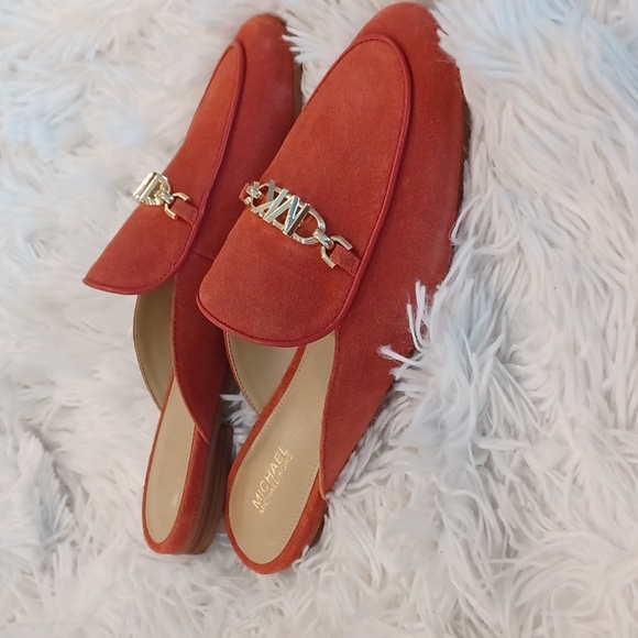 Michael Kors Tiffanie Slip-on Loafer Mule Flats Terracotta Suede NEW - Picture 2 of 16